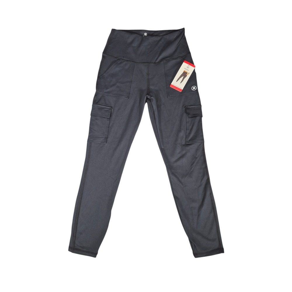 Hurley W Cargo Patch Pocket Leggings Gray High Waisted Athletic Pants Size M